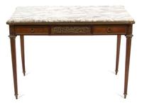 A Louis XVI Style Inlaid Parquetry Bureau Plat Height 29 3/4 x width 43 3/4 x depth 26 1/2 inches. — EARLY 19TH CENTURY