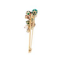 YELLOW GOLD AND MULTIGEM BROOCH