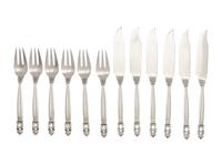 A Georg Jensen Acorn Silver Fish Service for Six