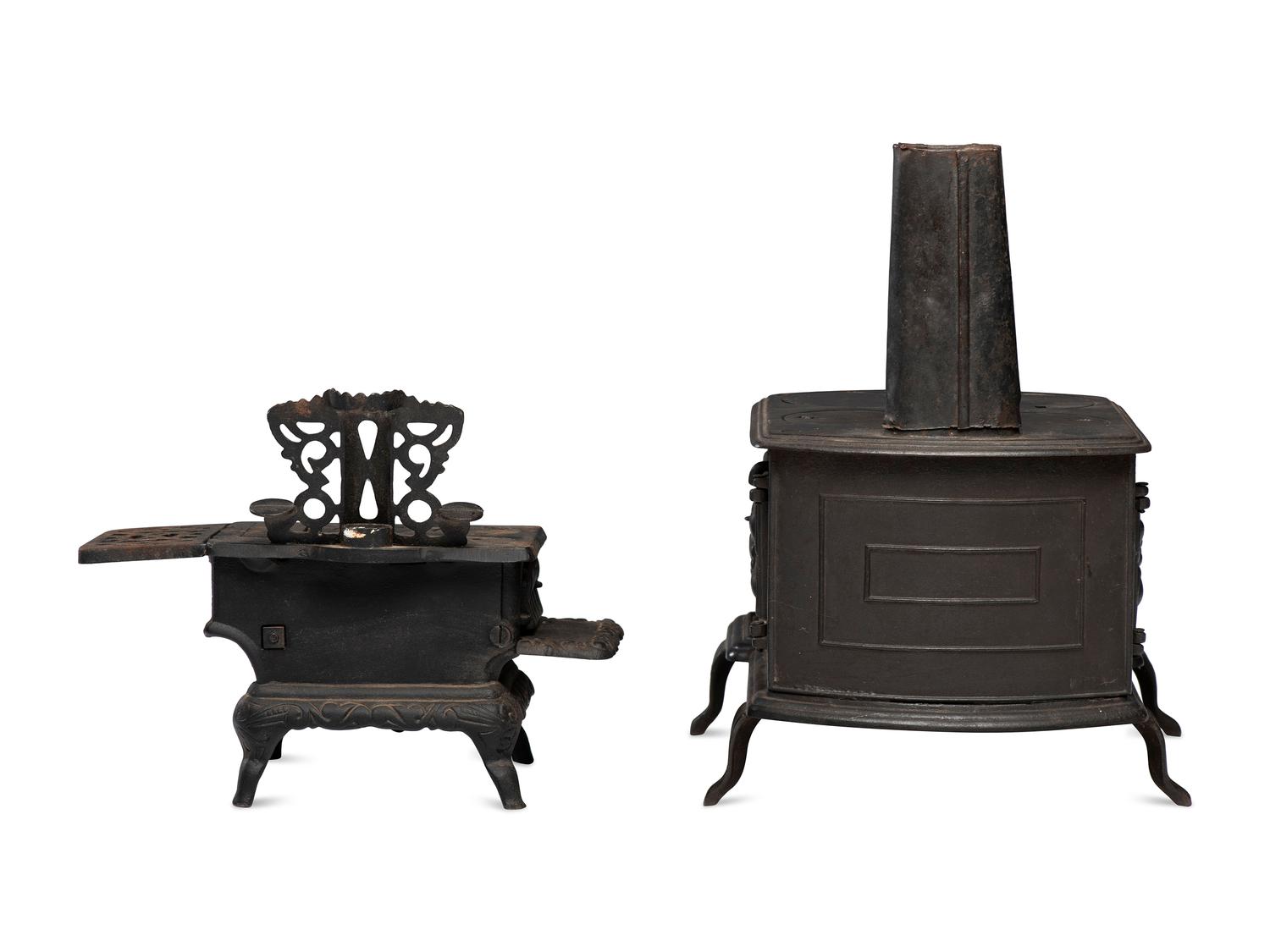 Two Salesman's Sample or Child's Toy Cast Iron Stoves
