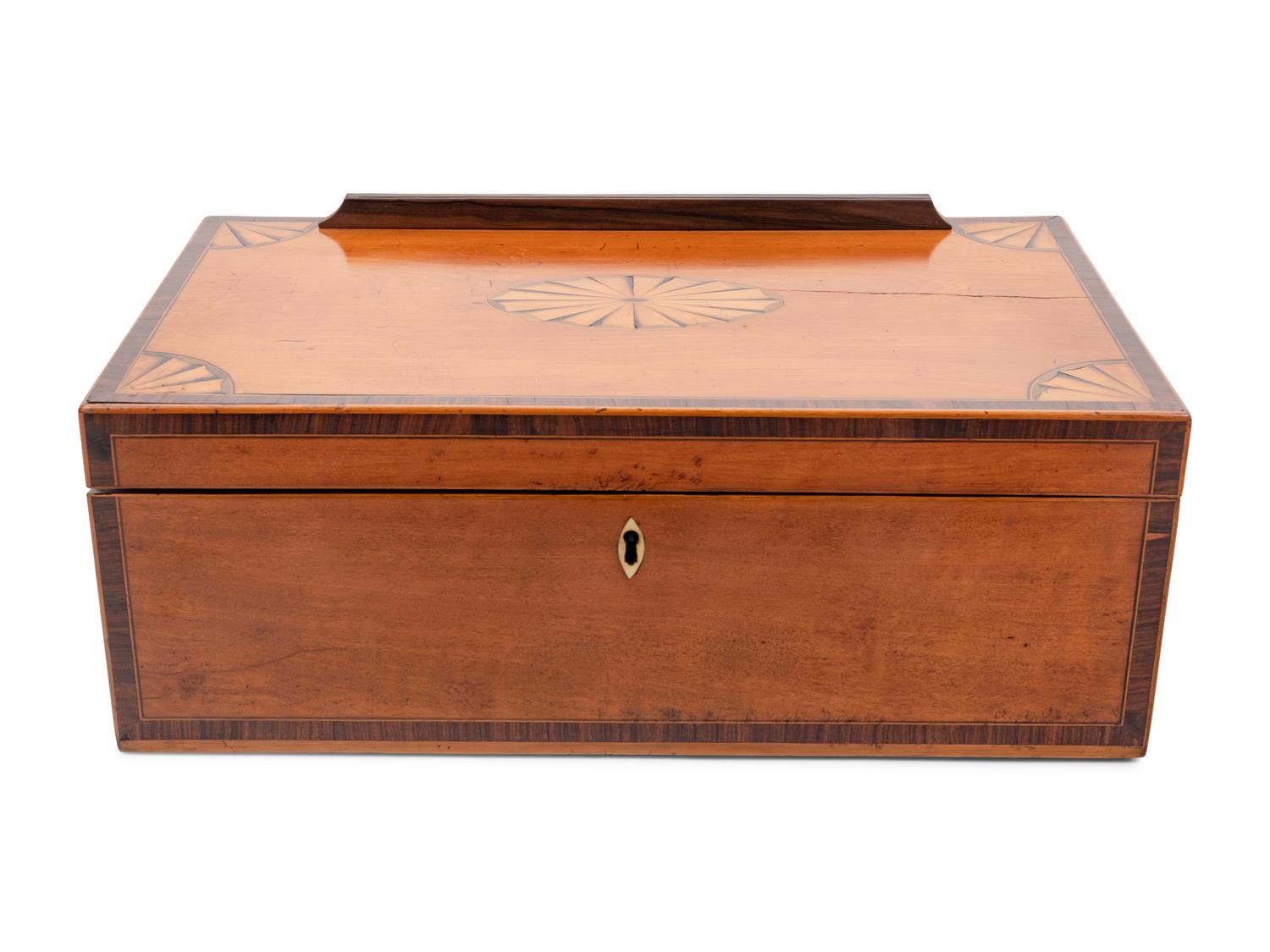 A Late George III Fan-Inlaid and Banded Satinwood Writing Slope
