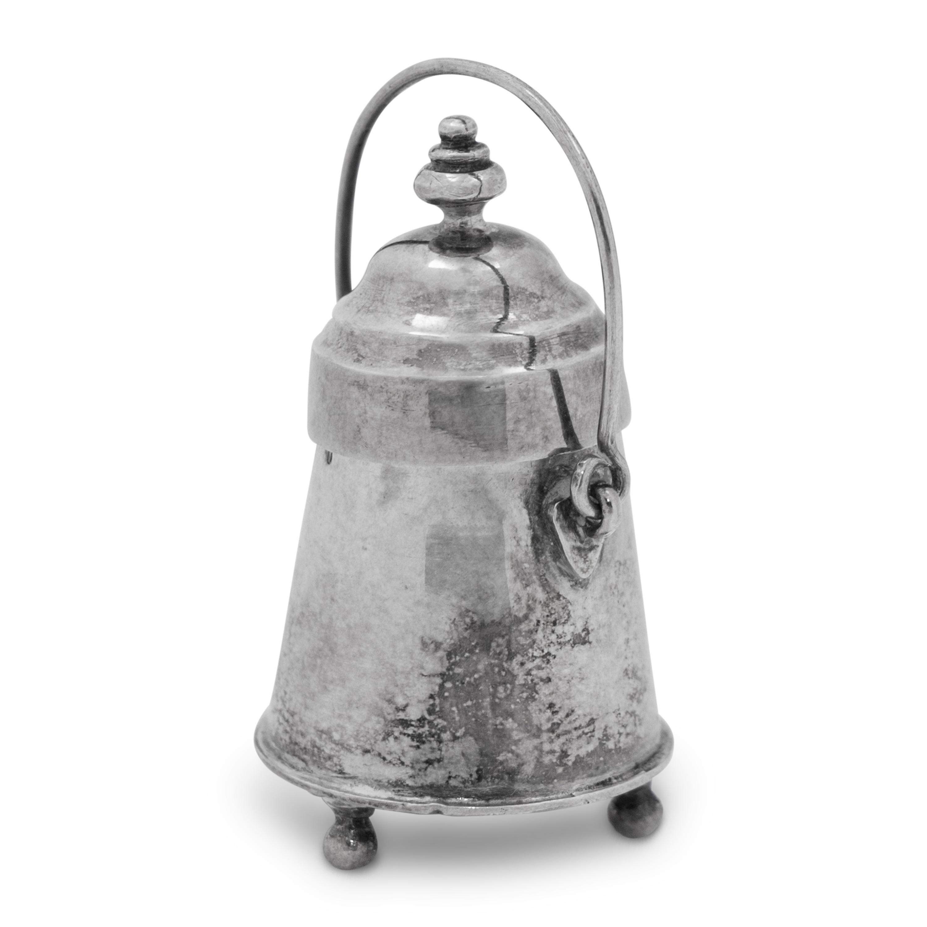 A Dutch Silver Miniature Covered Peat Pot