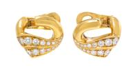A Pair of 18 Karat Yellow Gold and Diamond Earclips, Bulgari, 8.60 dwts.