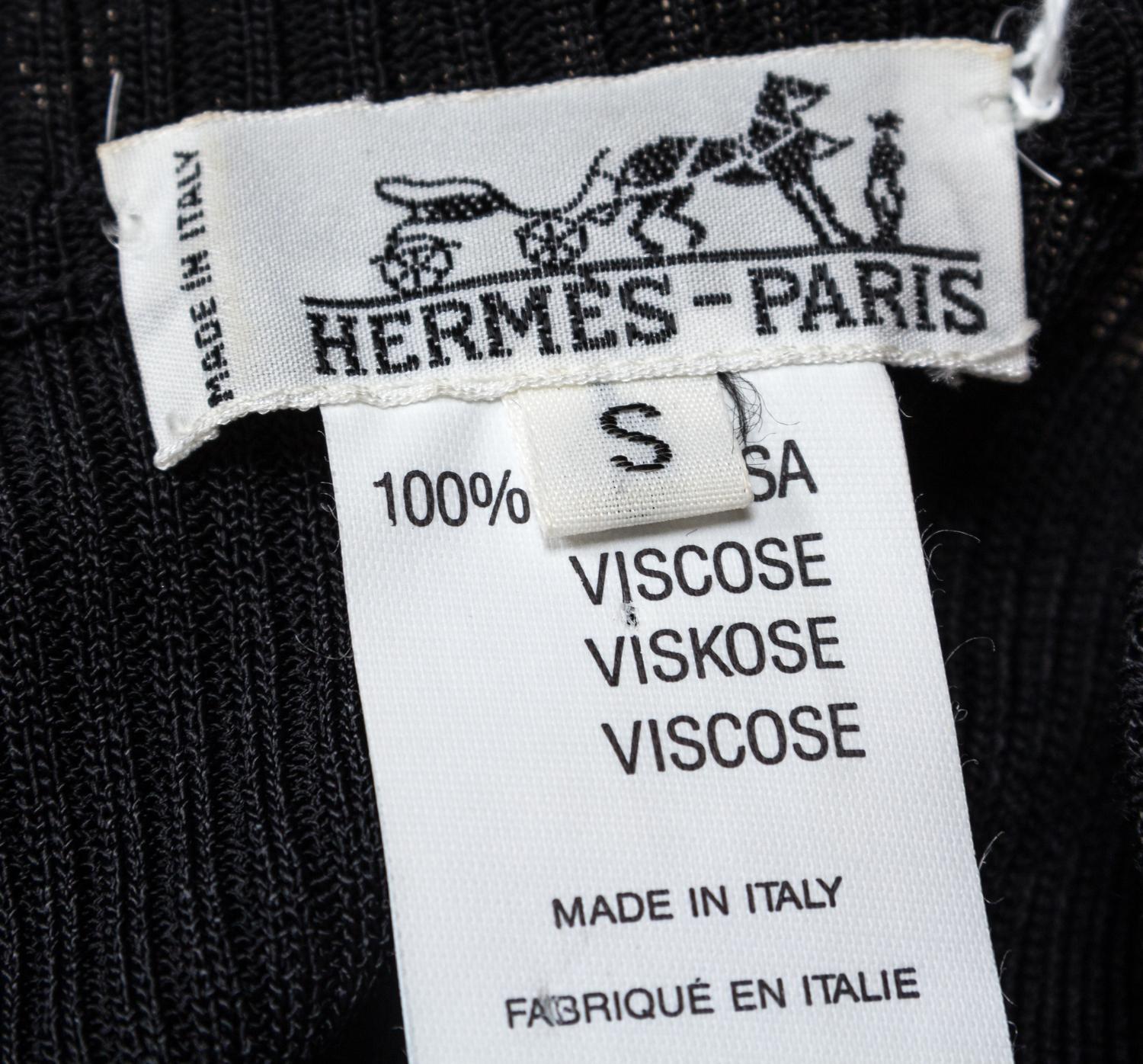 An Hermes Black Ribbed Tank, Size S.