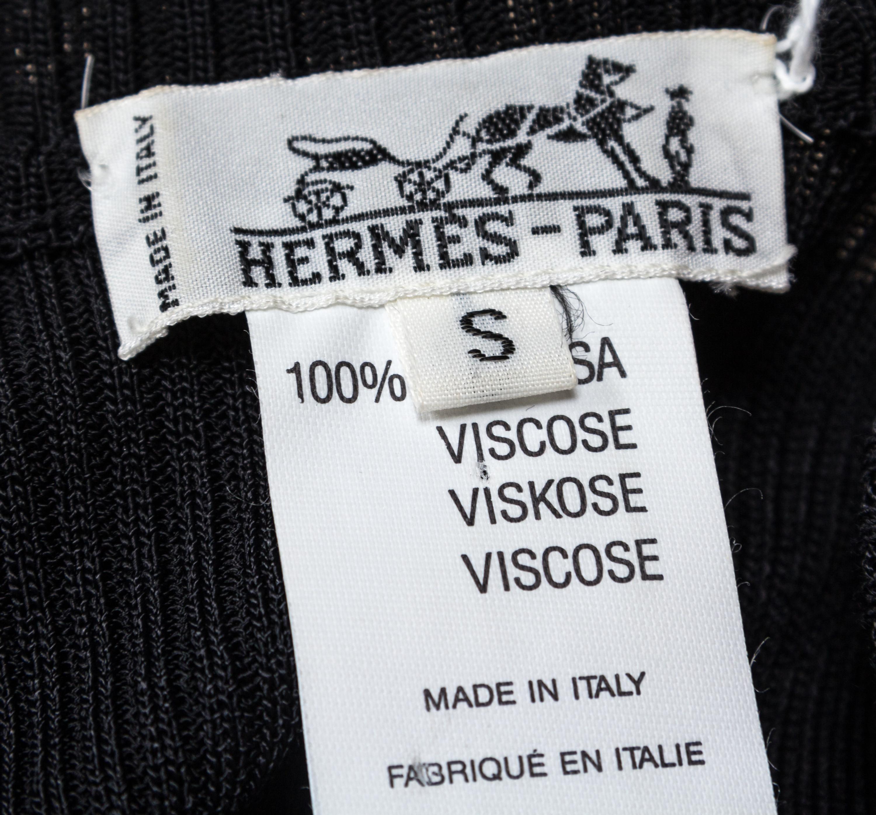An Hermes Black Ribbed Tank, Size S.