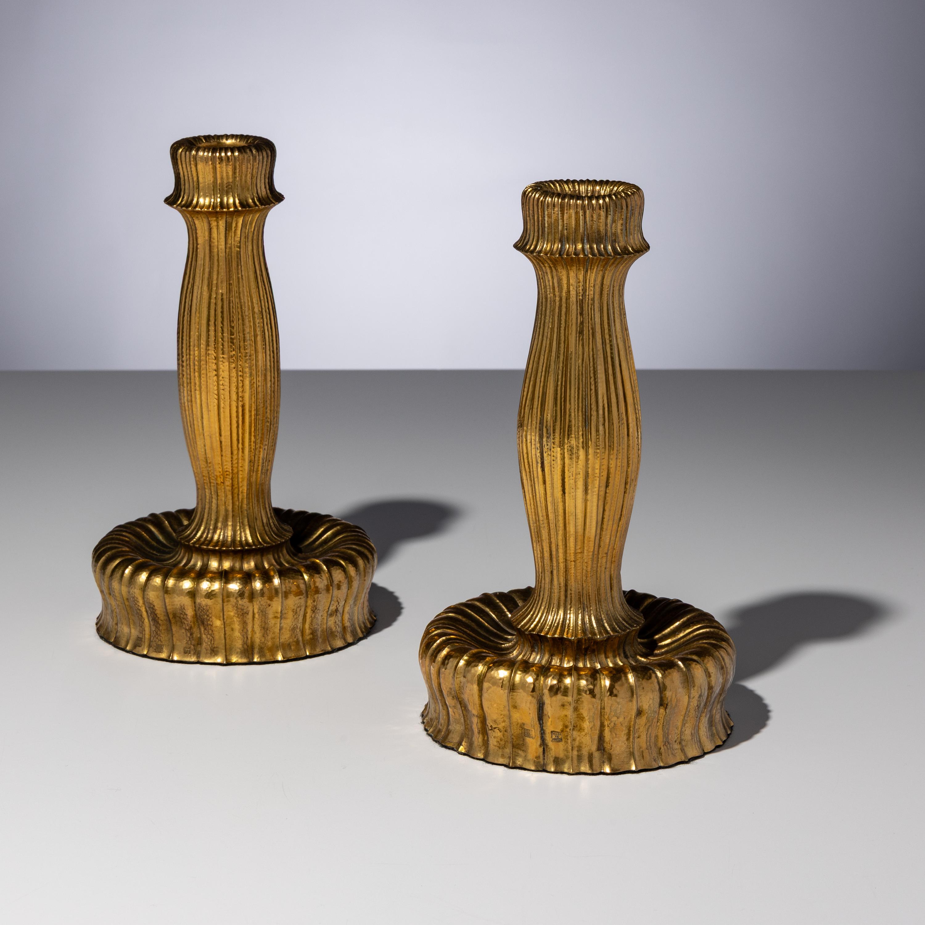 Josef Hoffmann (Austrian-Moravian, 1870–1956) — Pair of Candlesticks, c. 1923 model M la 26 for Wiener Werkstätte