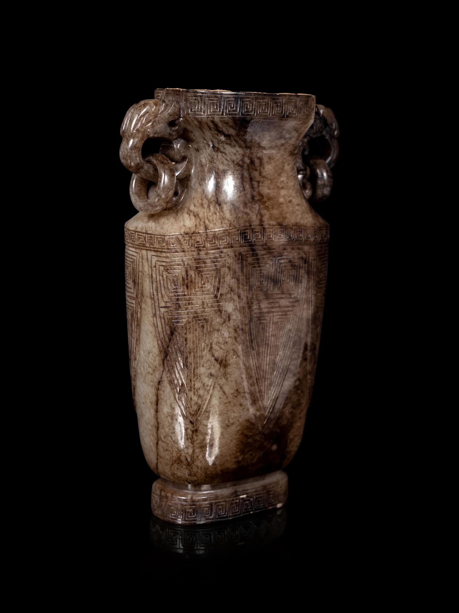 A Chinese Greyish Celadon Jade Covered Vase