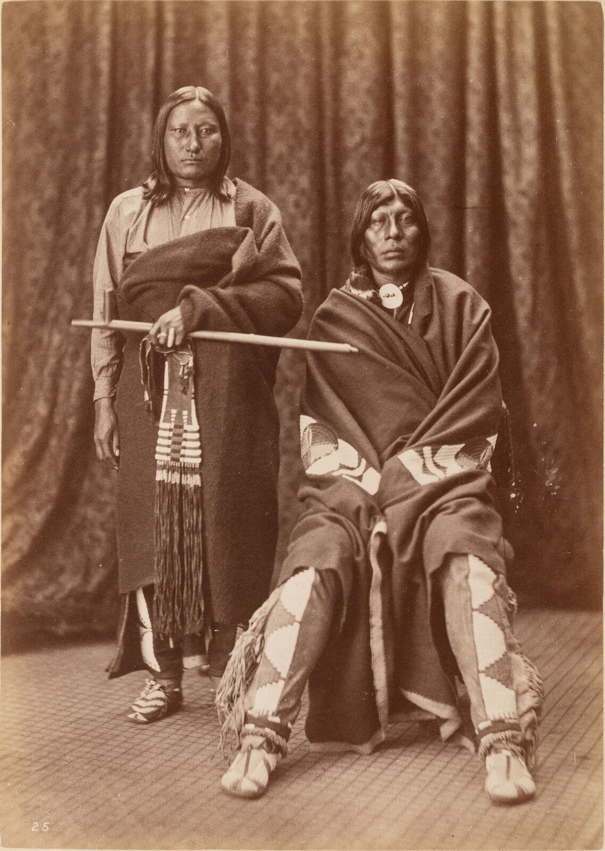 Jackson, William Henry (1843-1942)]. Albumen photograph of Plenty Bears and Old Eagle, Arapaho. Washington, D.C., before 1877.