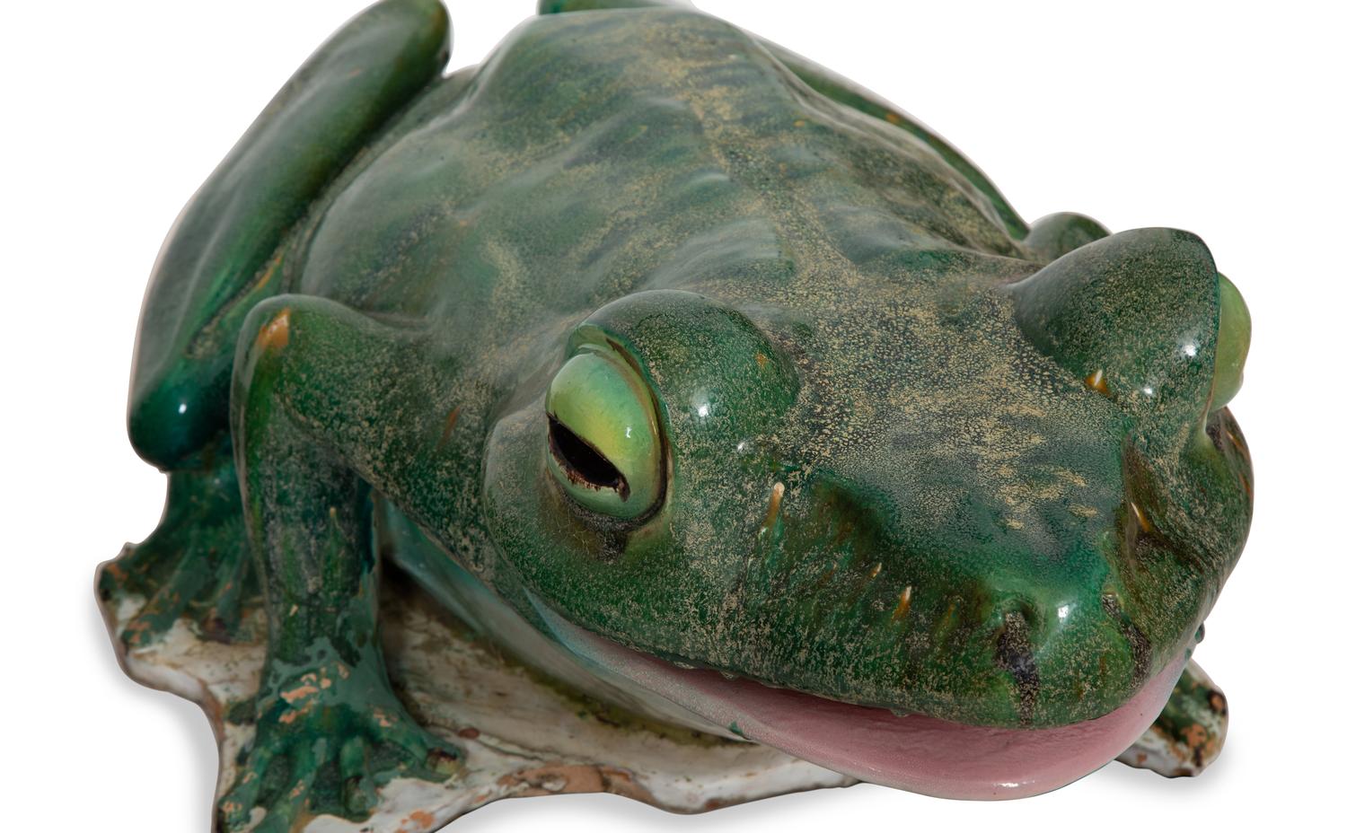 A Pair of Large Glazed Ceramic Frogs