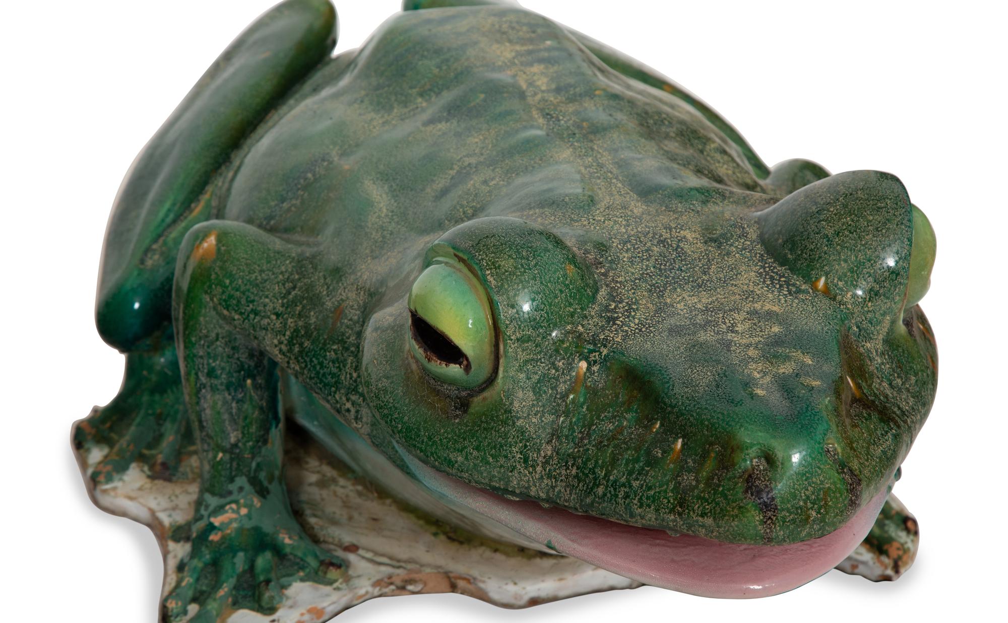 A Pair of Large Glazed Ceramic Frogs