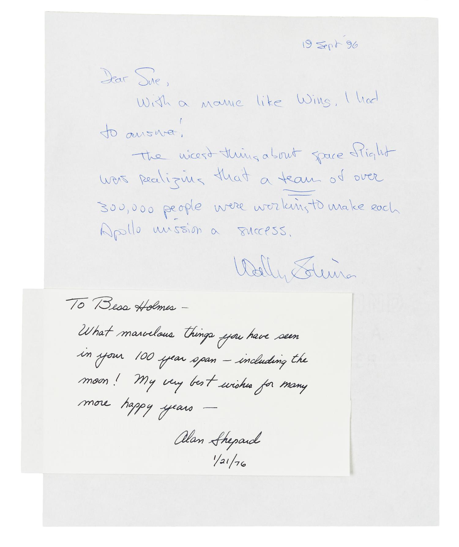 [ASTRONAUTS]. A group of 2 manuscripts by astronauts.