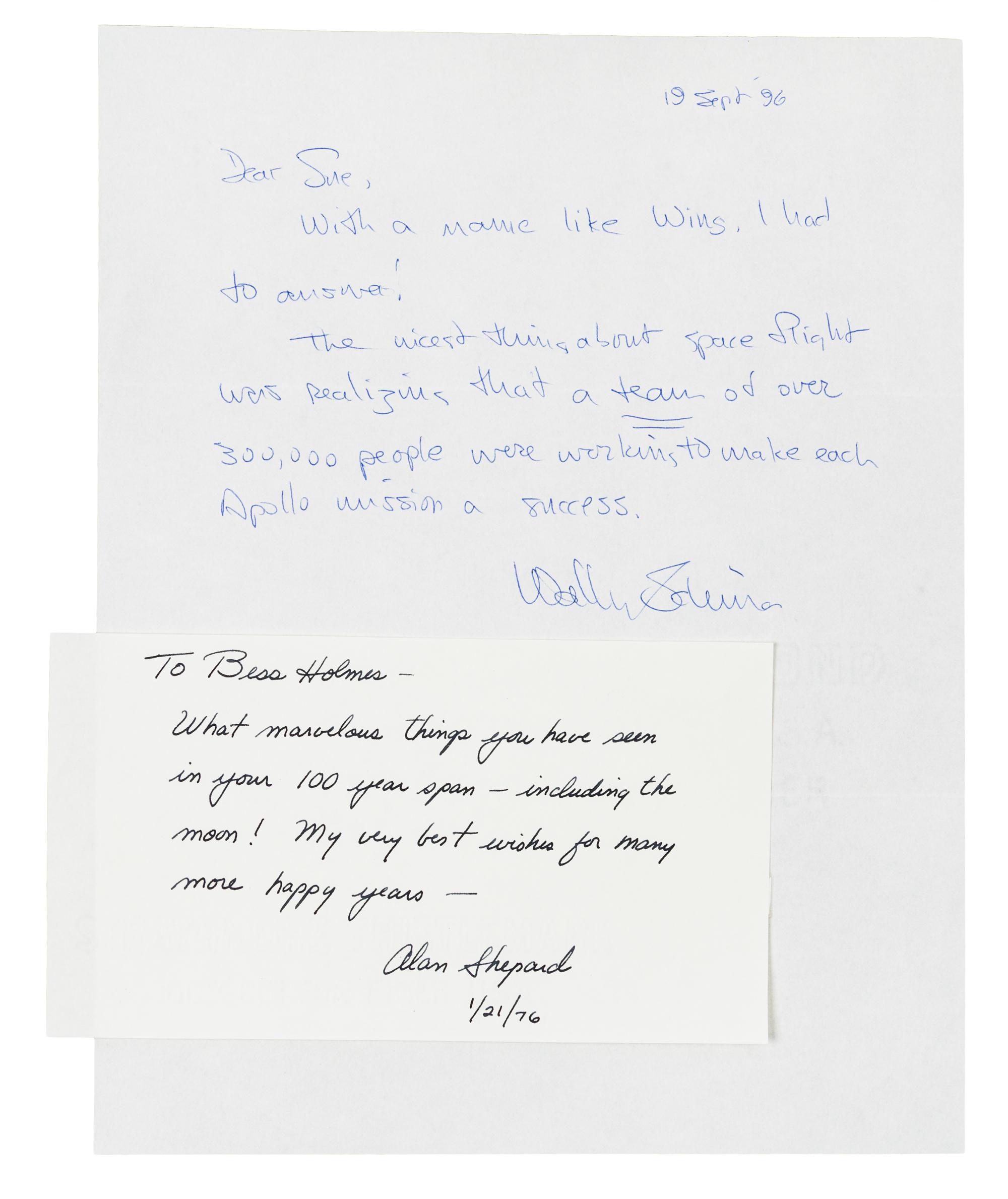 [ASTRONAUTS]. A group of 2 manuscripts by astronauts.