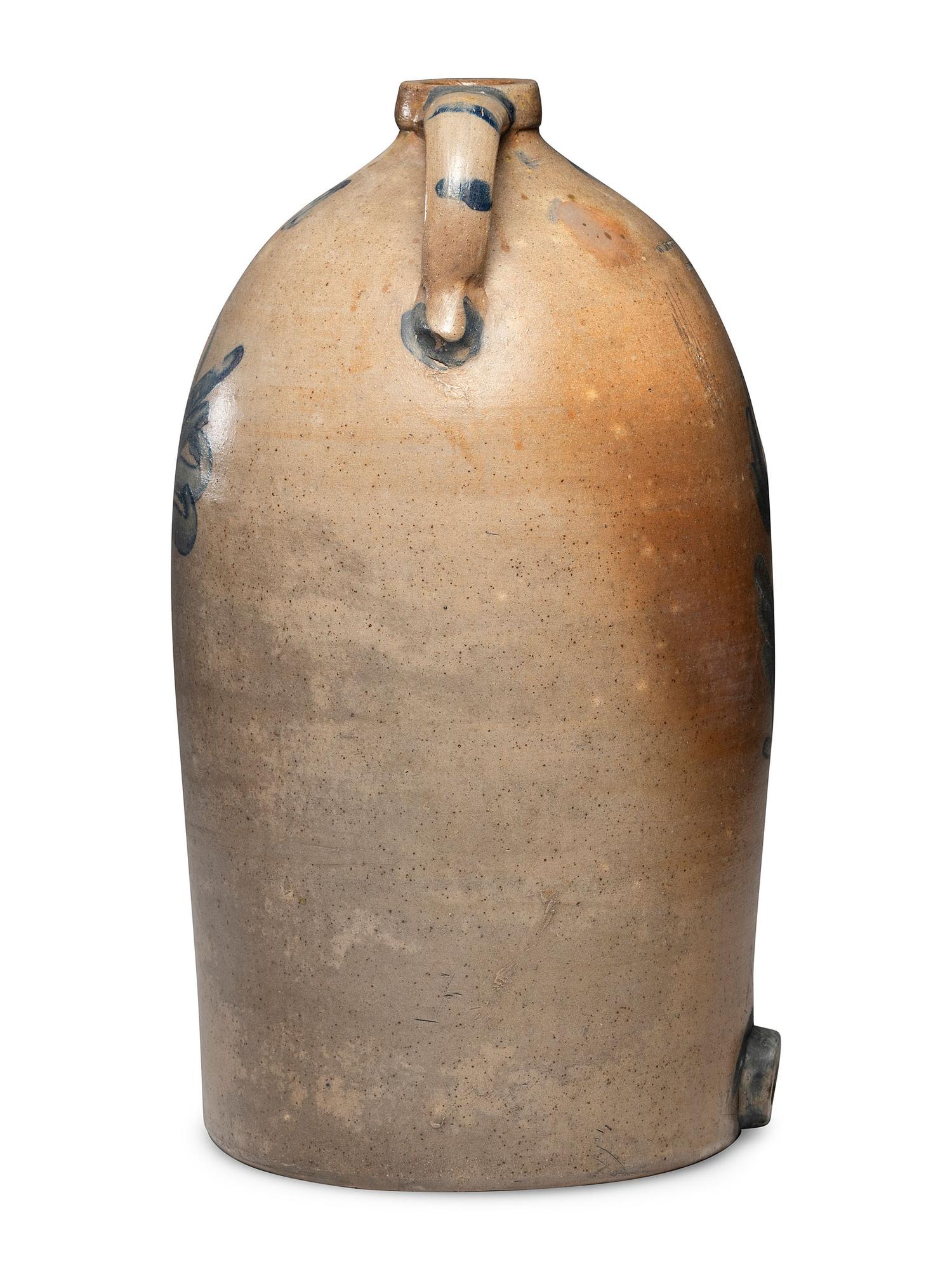 A Schrop Eight-Gallon Cobalt Decorated Stoneware Cooler