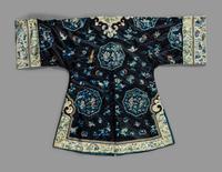 Two Chinese Blue Ground Silk Embroidered Lady's Garments