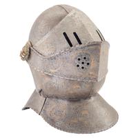 Reproduction of a 16th Century Close Helm with Etched and Gilt Decorations