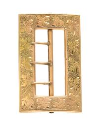 A Vintage Yellow and Rose Gold Belt Buckle Motif Brooch, 13.4 dwts.
