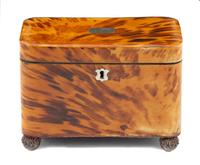 A Regency Tortoise Shell Tea Caddy Height 5 x width 6 3/4 x depth 3 3/4 inches. — 19TH CENTURY
