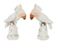 A Pair of Meissen Porcelain Cockatoos