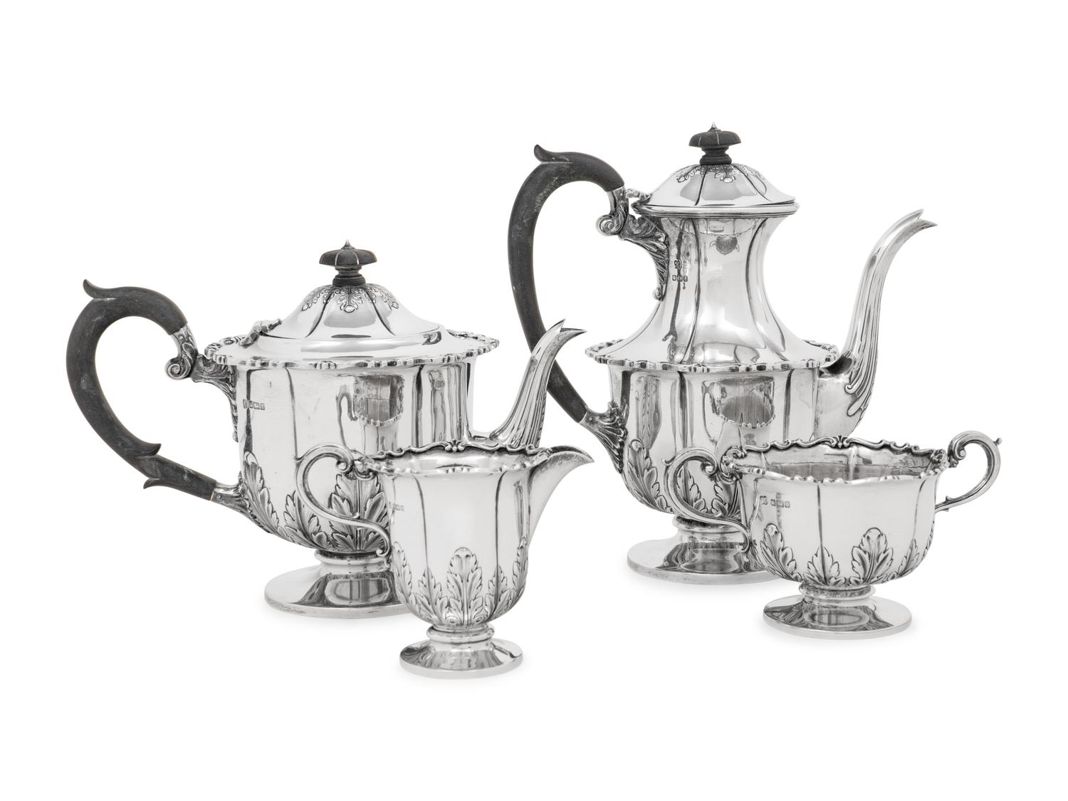 An English Silver Four-Piece Tea and Coffee Service