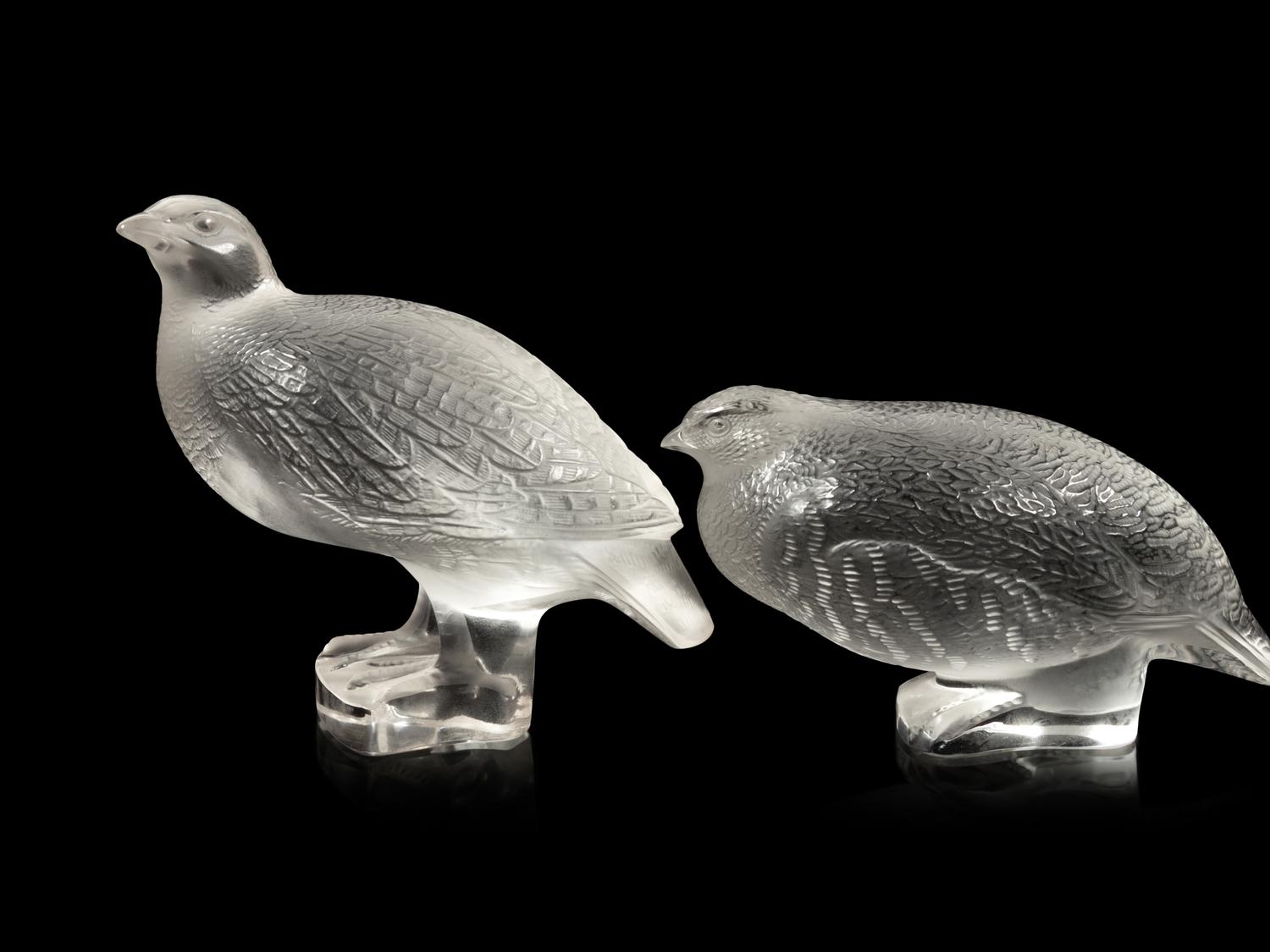 Two Lalique Perdrix Sculptures