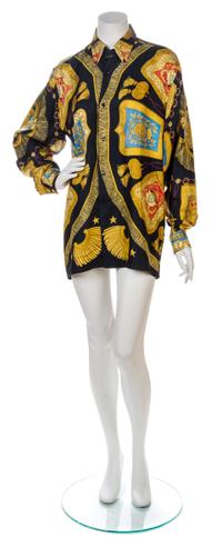 Two Hermes Silk Print Shirts, Sizes 36 and 40.