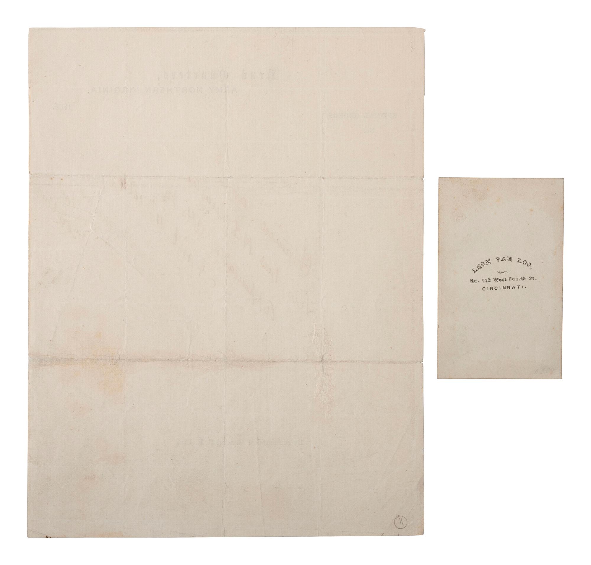 [CIVIL WAR]. Army of Northern Virginia letterhead and CDV signed by Major General Samuel W. Crawford, 3rd US Infantry.