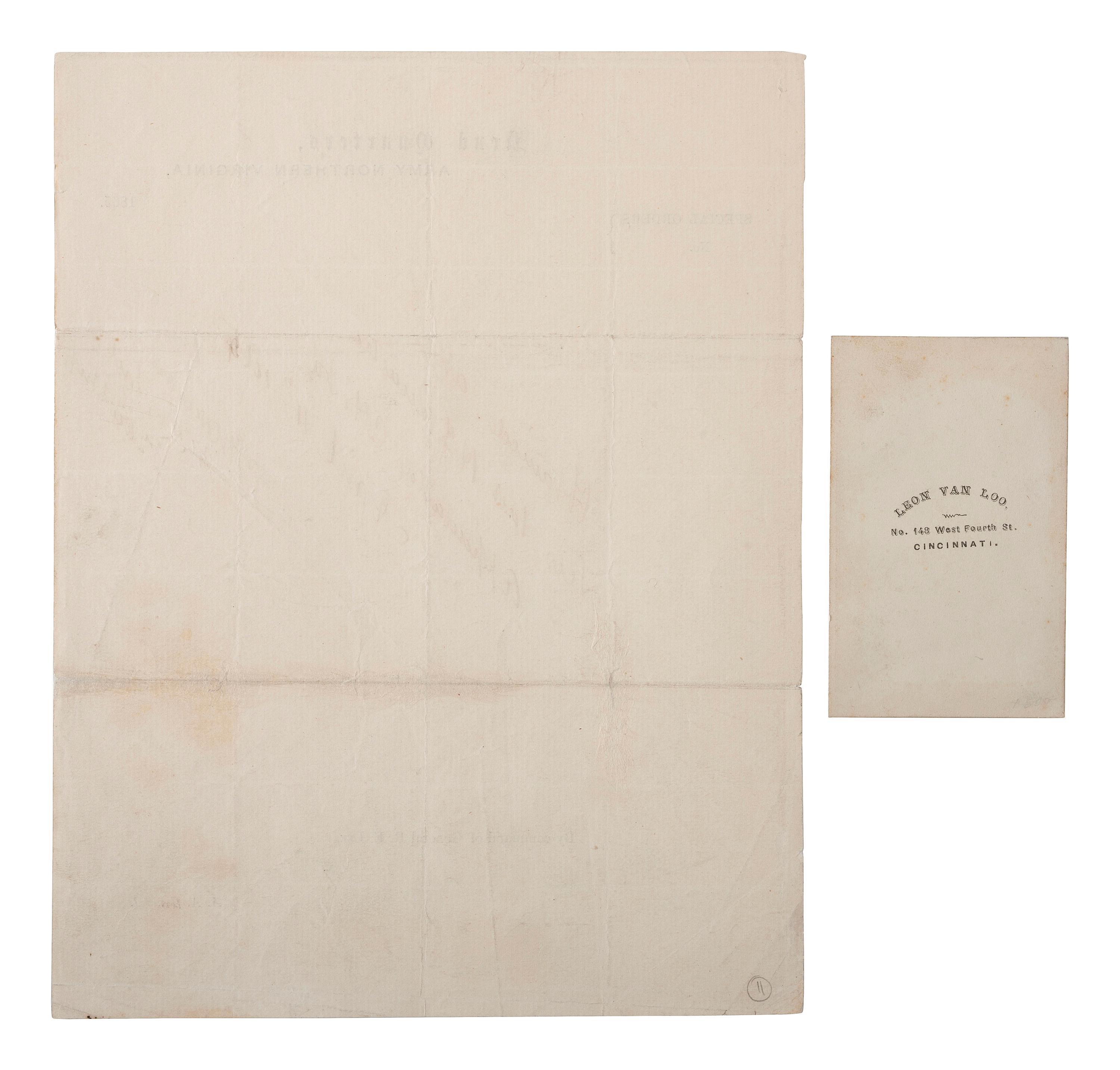 [CIVIL WAR]. Army of Northern Virginia letterhead and CDV signed by Major General Samuel W. Crawford, 3rd US Infantry.