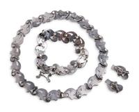 Scrolling Sterling Silver Choker, Bracelet, and Screwback Earrings