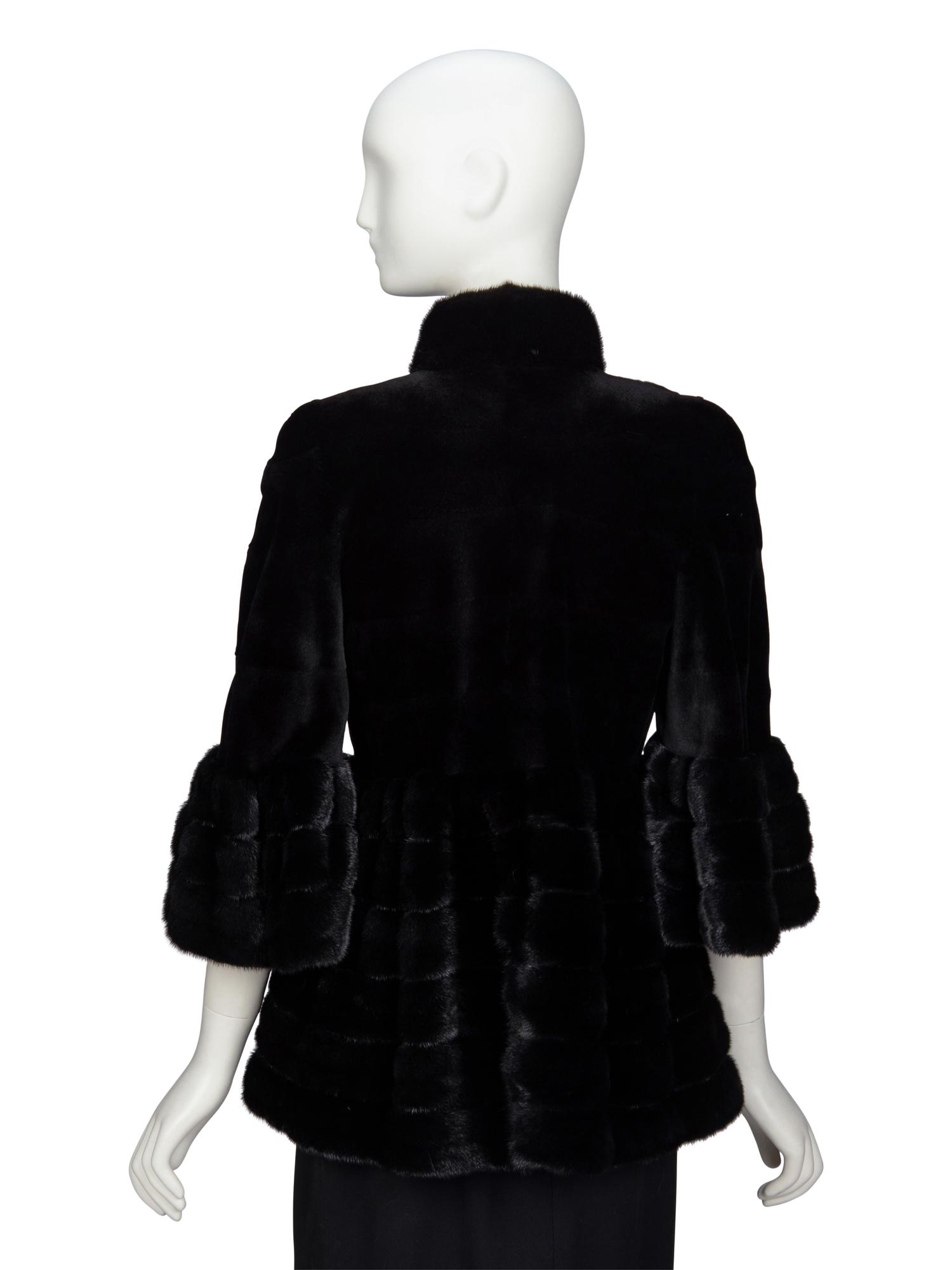 DENNIS BASSO, BLACK MINK FUR COAT