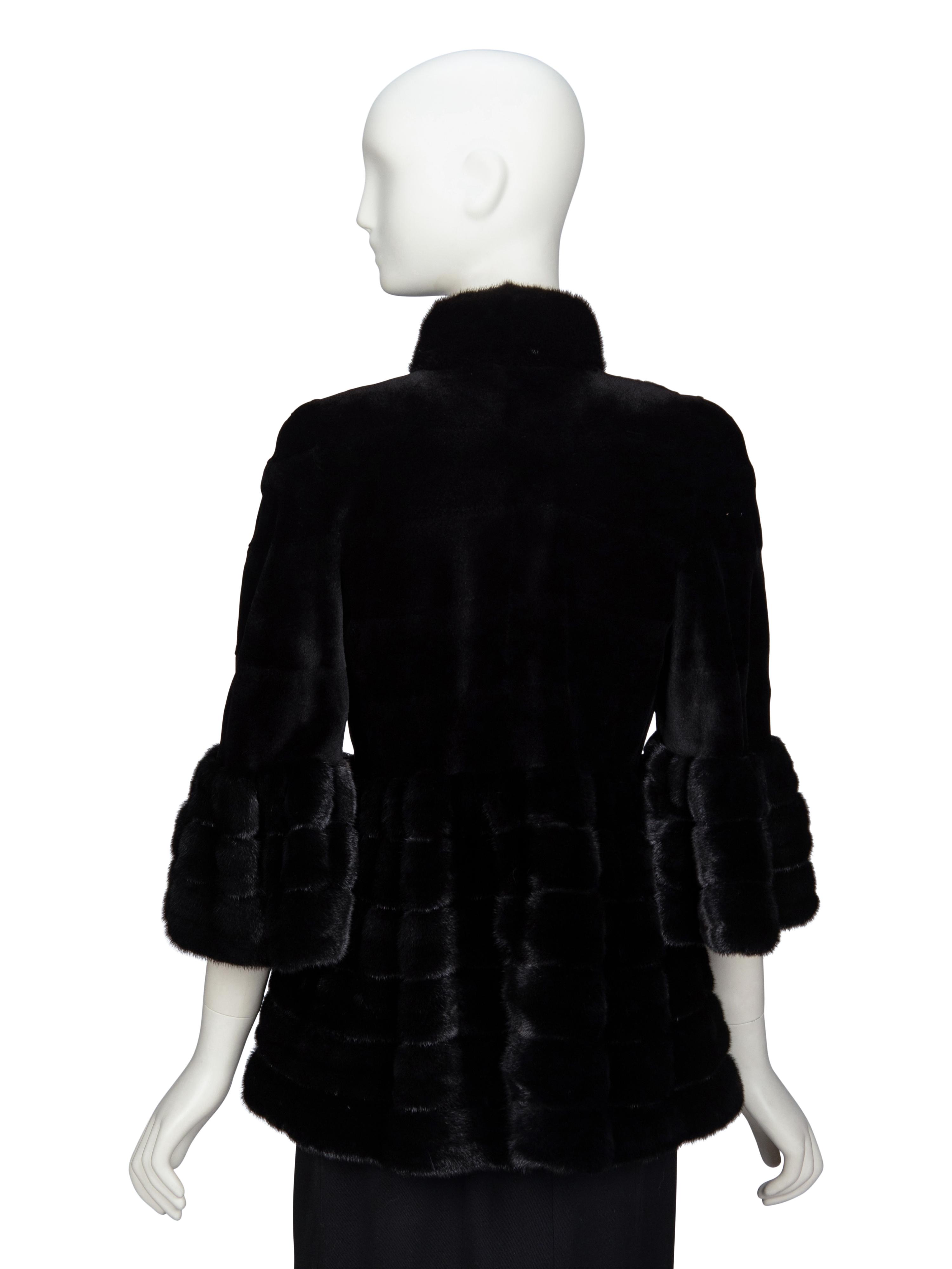 DENNIS BASSO, BLACK MINK FUR COAT