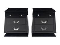 A Pair of James Mont Black-Painted Nightstands
