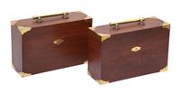 Pair of Bombay Company Brass Bound Rosewood Wine Boxes Height 14 x width 20 1/4 x depth 7 inches. — 20TH CENTURY