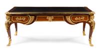 A Louis XV Style Gilt Bronze Mounted Bureau Plat Height 30 x width 78 x depth 39 inches. — STAMPED H. GEORGES, LATE 19TH CENTURY