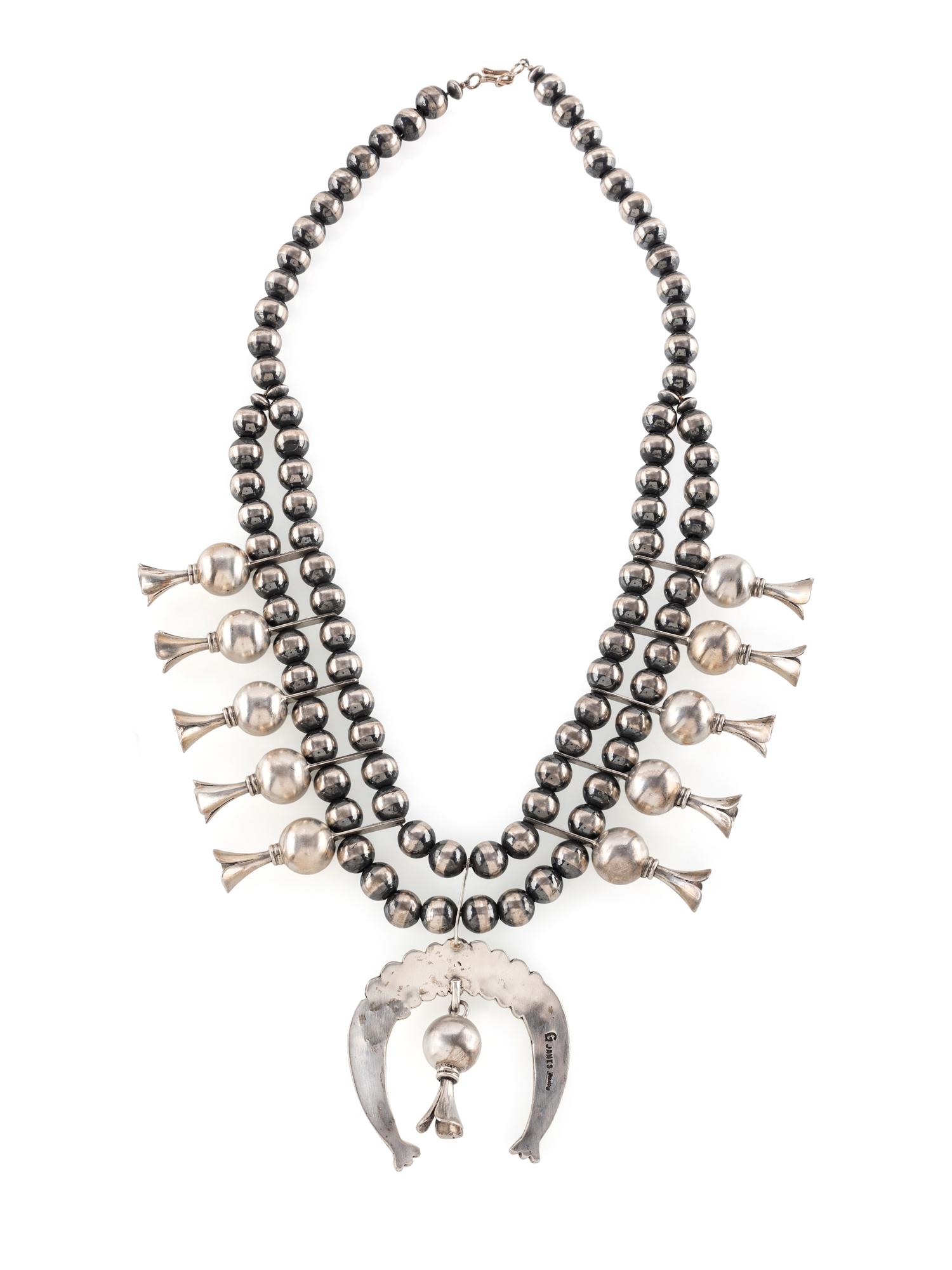Navajo Sterling Silver Squash Blossom Necklace
