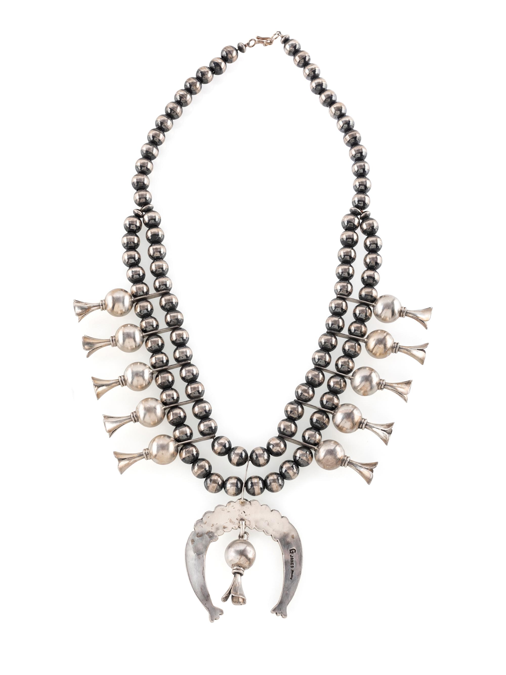 Navajo Sterling Silver Squash Blossom Necklace