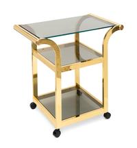 A Polished Brass and Smoked Glass Bar Cart