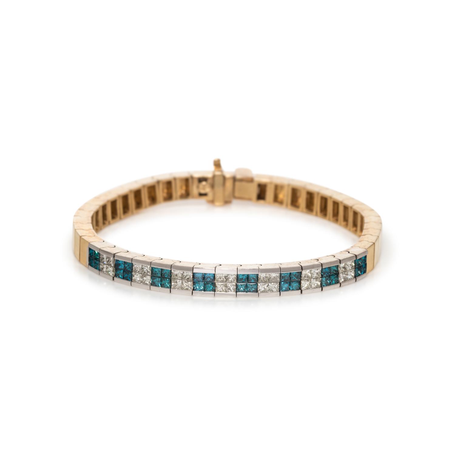 IRRADIATED BLUE DIAMOND AND DIAMOND BRACELET