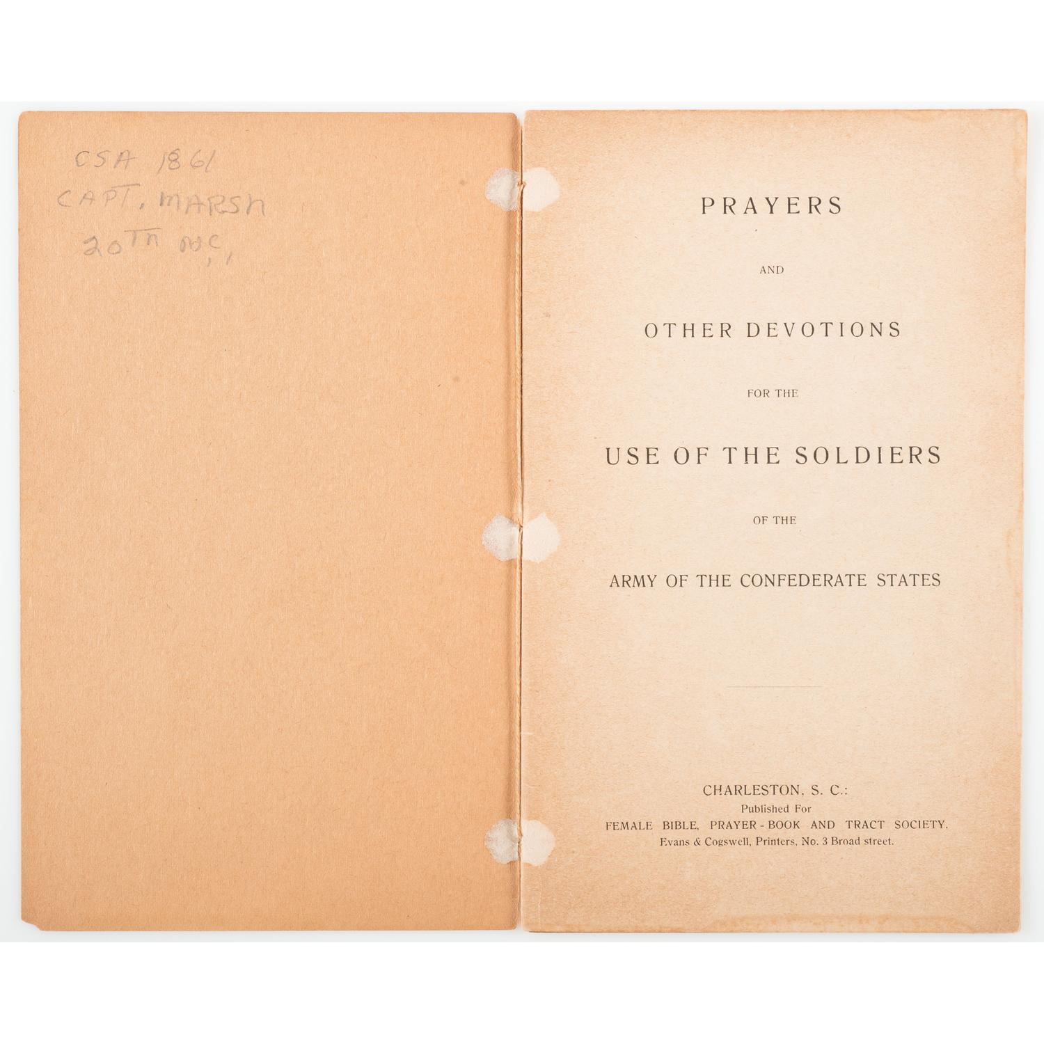 Rare Confederate Imprint, Prayers...for the Use of the Soldiers
