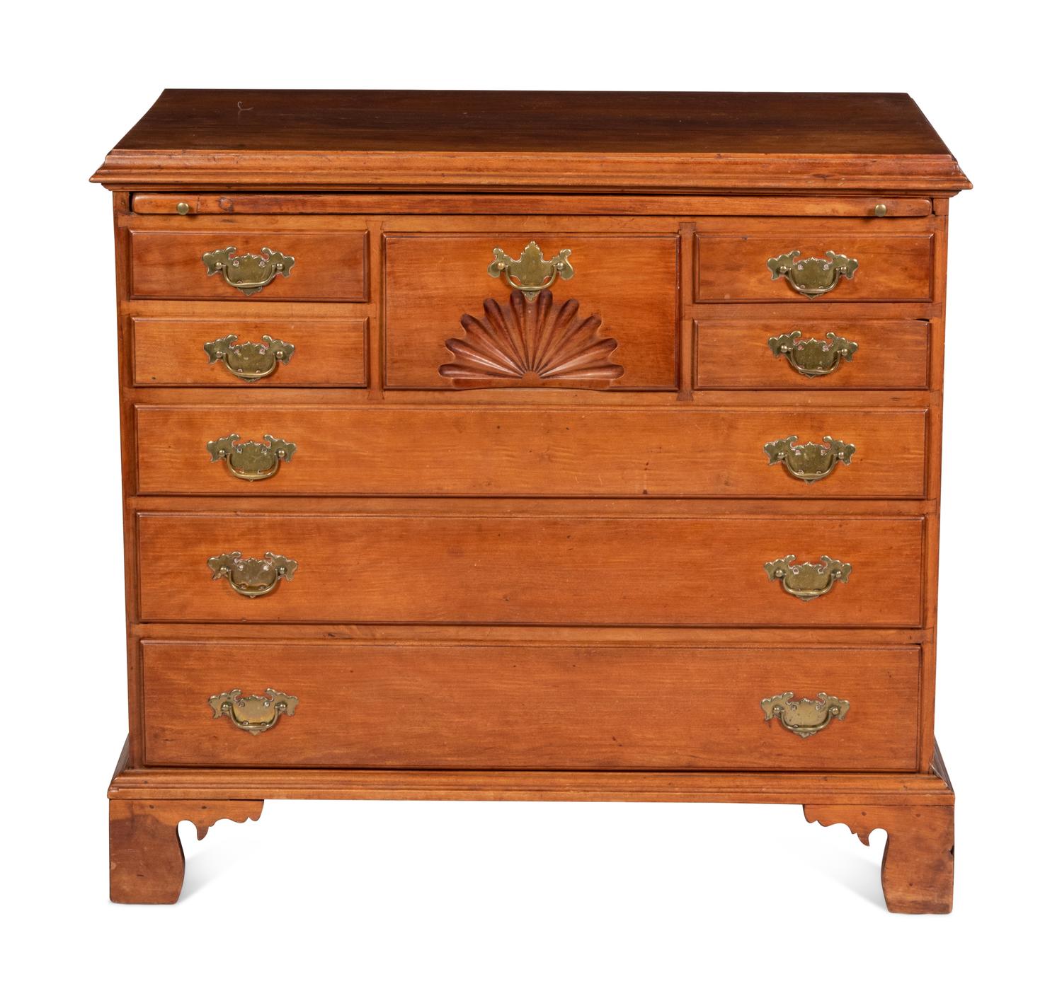 A Chippendale Fan-Carved Walnut Bachelor's Chest
