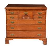 A Chippendale Fan-Carved Walnut Bachelor's Chest