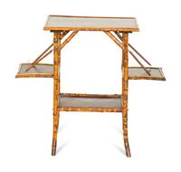 A Victorian Chinoiserie Lacquer and Bamboo Table