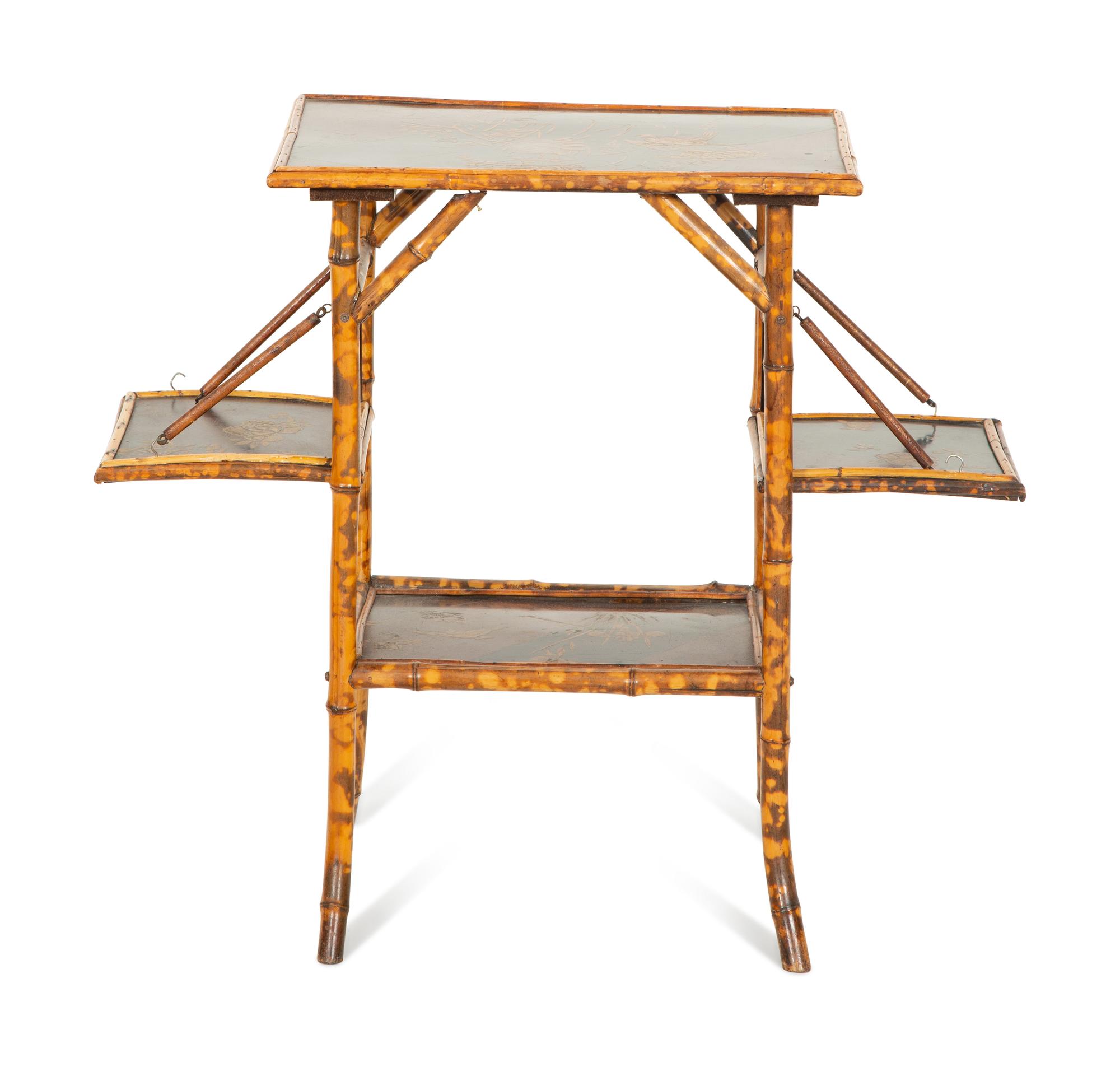 A Victorian Chinoiserie Lacquer and Bamboo Table