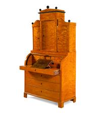 A Biedermeier Parcel Ebonized Birch Secretary Bureau