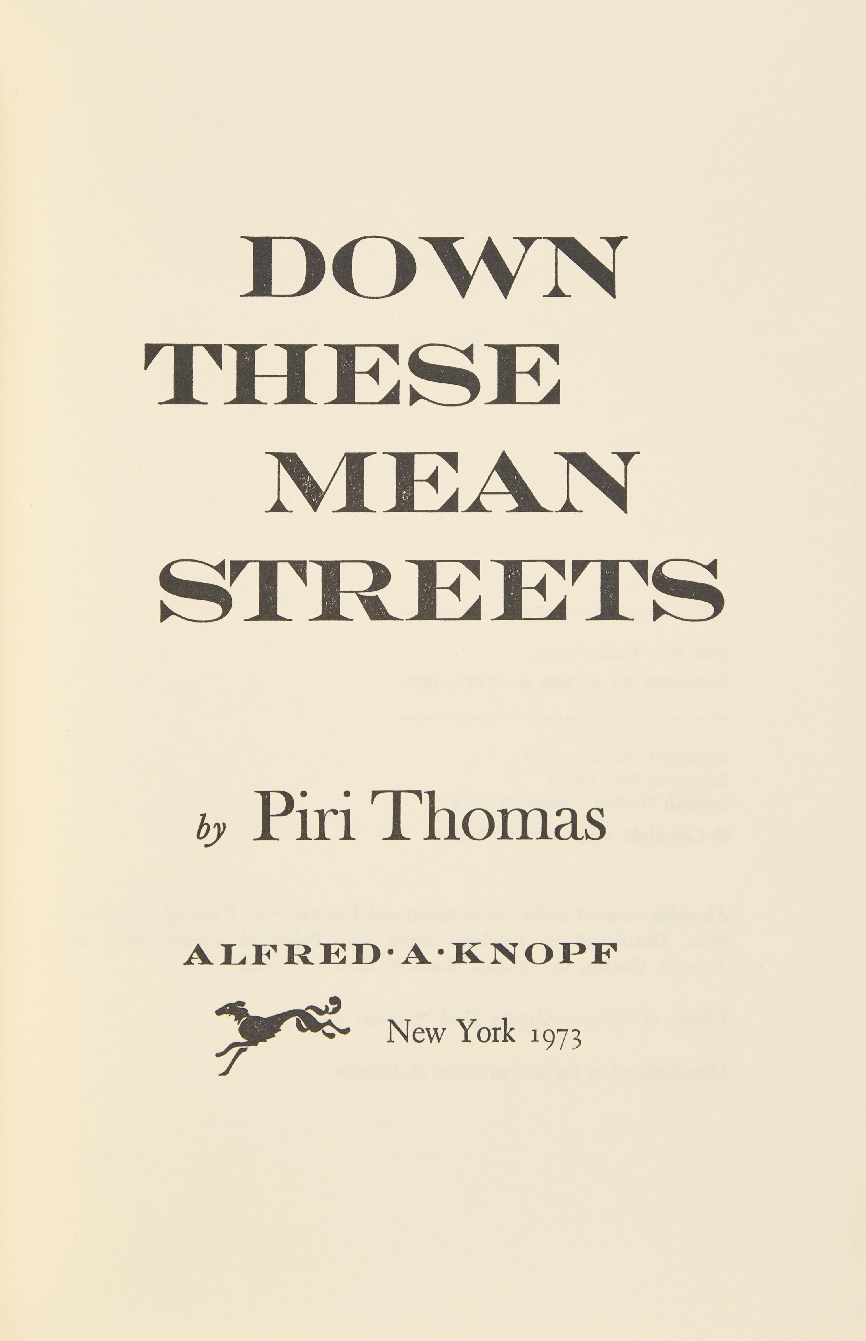 [Literature] Thomas, Piri. Down These Mean Streets
