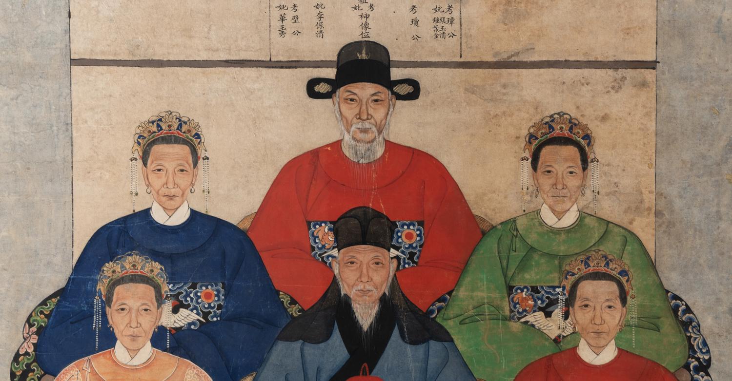 A Chinese Ink and Color Painting of Court Figures