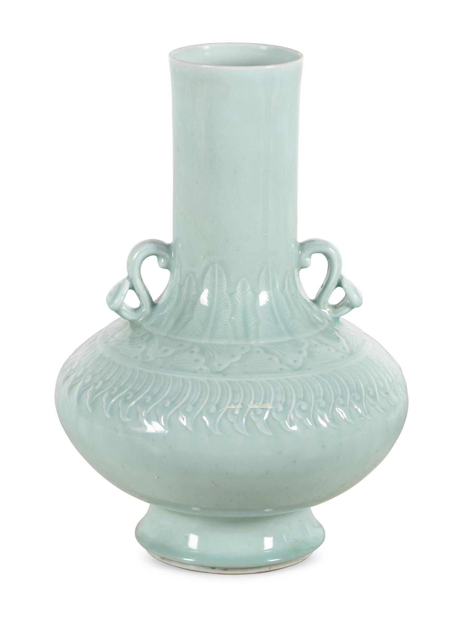 A Large Chinese Celadon Glazed Porcelain Vase