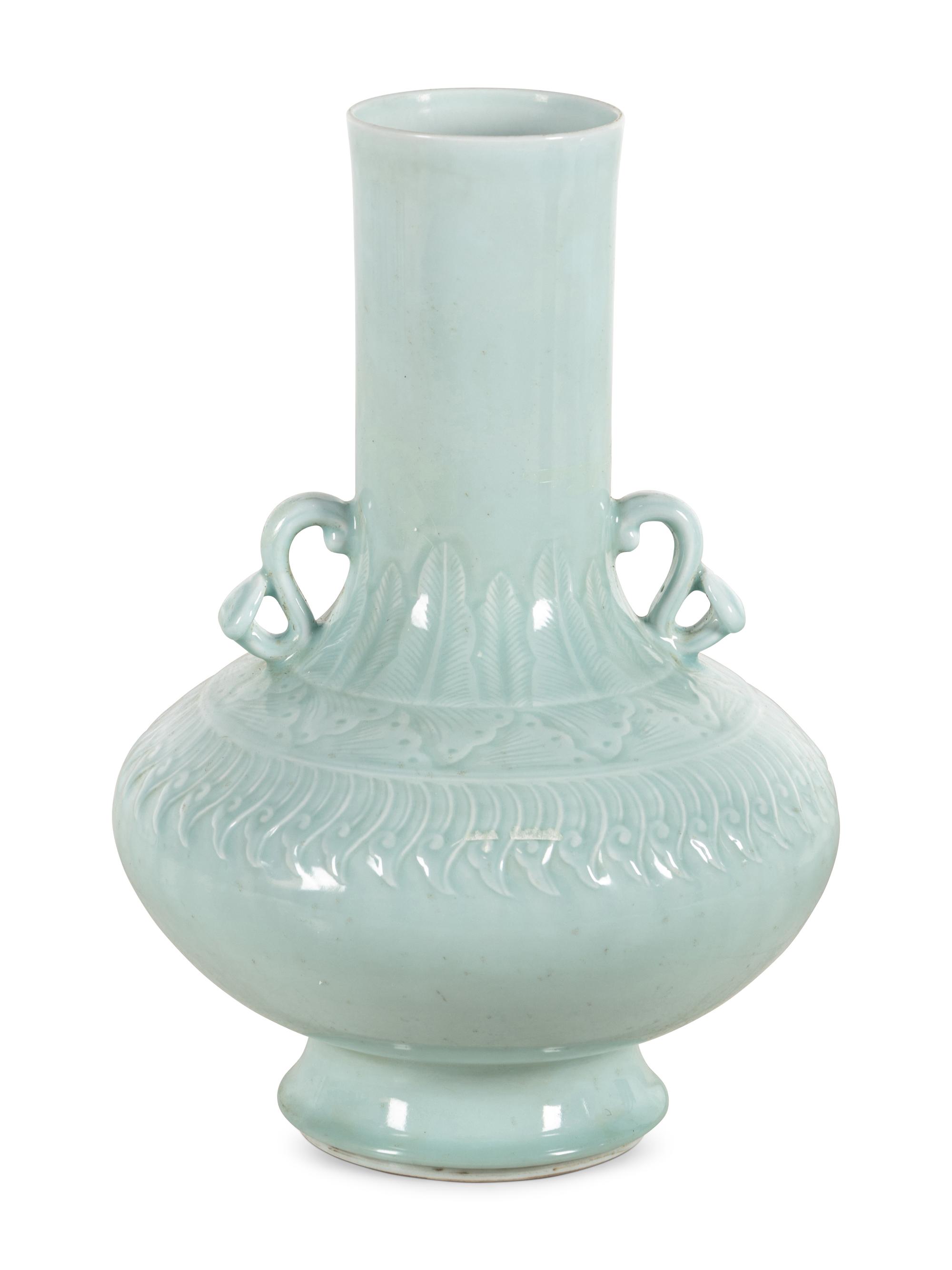 A Large Chinese Celadon Glazed Porcelain Vase
