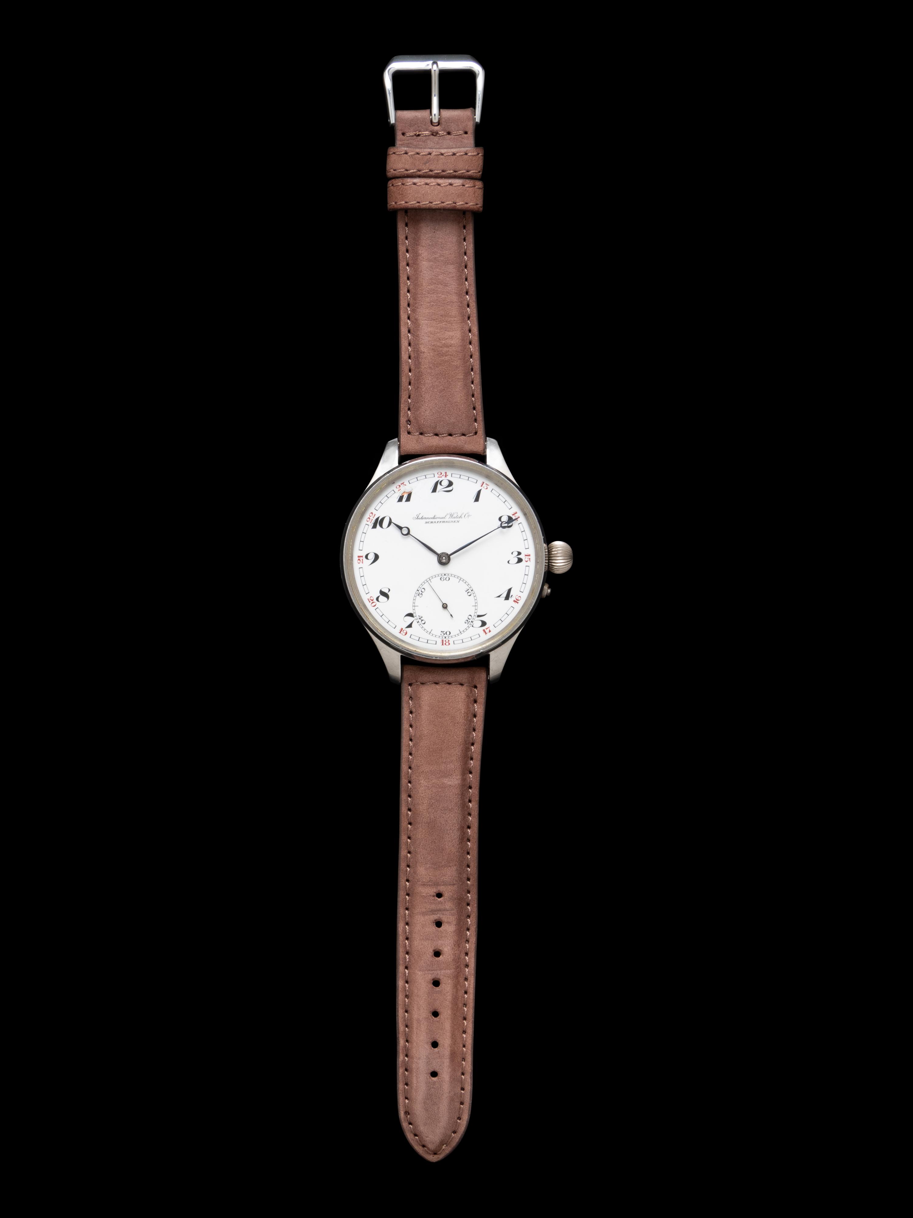 IWC, STAINLESS STEEL CONVERTED POCKET WATCH