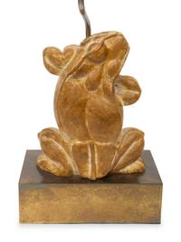 A Pair of Brass and Composite Frog Table Lamps