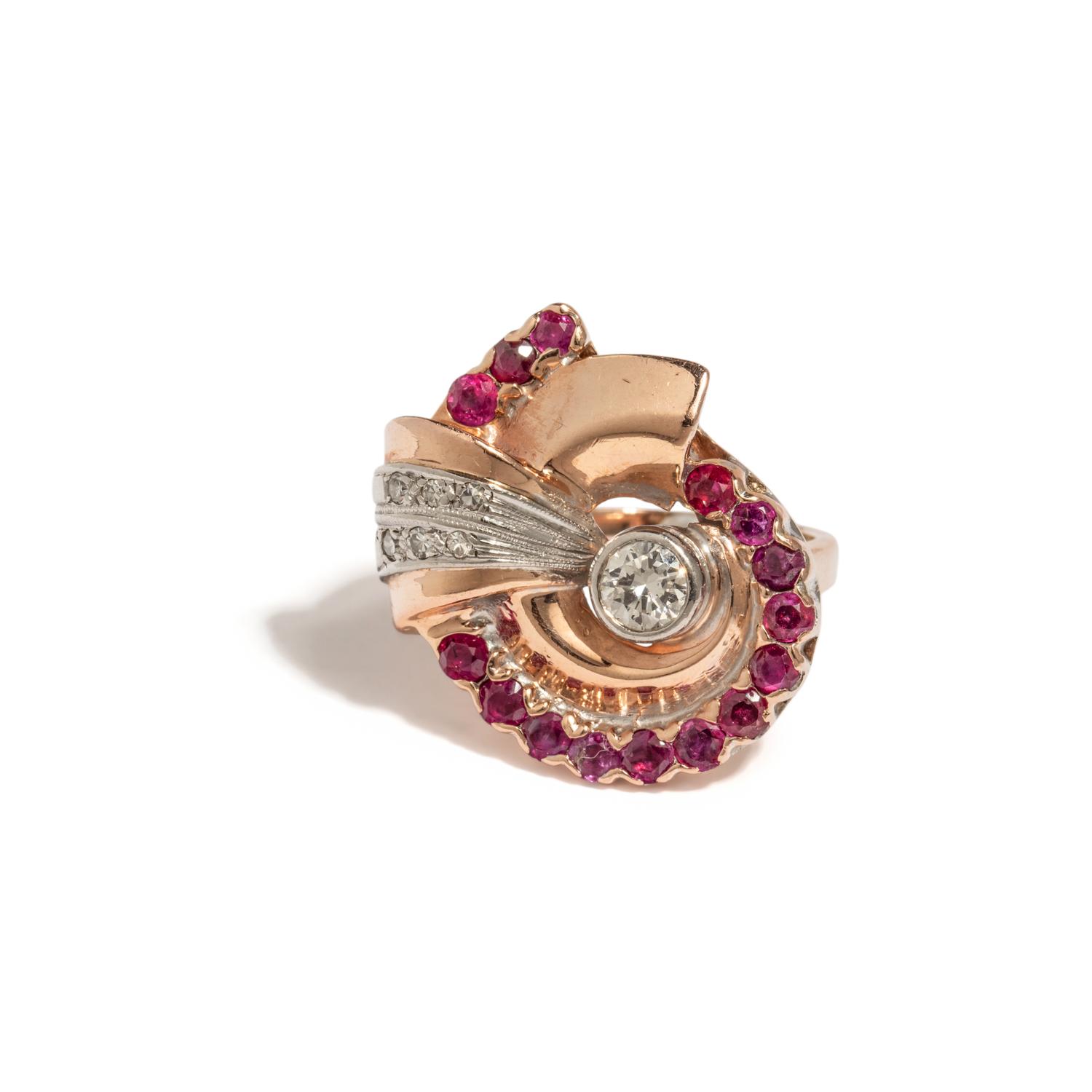 RETRO, DIAMOND AND RUBY RING